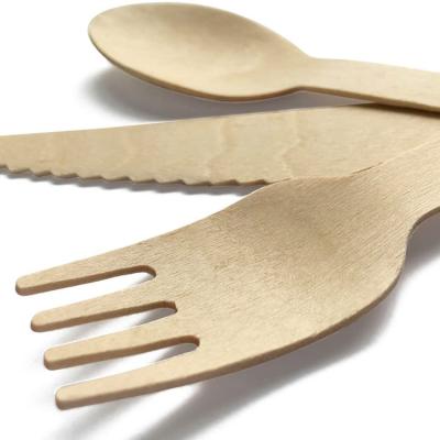 China Juntian Disposable Wooden Cutlery Set Wooden Spoon Wooden Fork Wooden Knife for sale