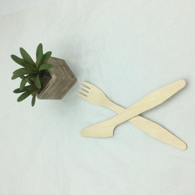 China Disposable Disposable Wooden Cutlery Set Compostable Portable Birch Wood Cutlery Wholesale for sale