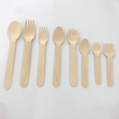 China OEM Disposable Logo Restaurant Wooden Cutlery Set Wooden Spoon Knife And Fork for sale