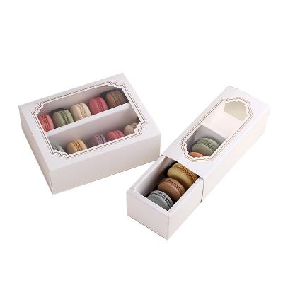 China Aseptic Customized Drawer Macarons Packing Box With Plastic Window for sale