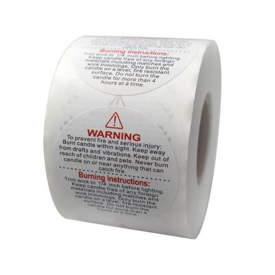 China 500 Pc/Roll Waterproof In Stock Candle Melt Caution Label Sticker for sale