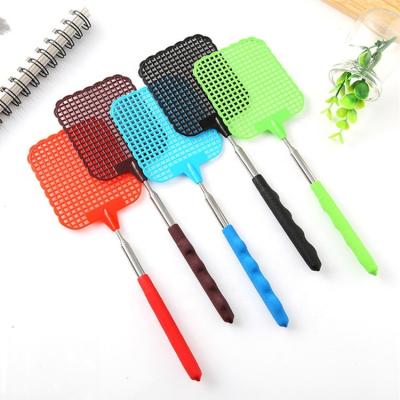 China Good Quality Disposable Popular Colored Telescopic Plastic Extendable Stainless Steel Handle Swatter for sale