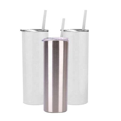 China Sublimation 20oz Straight Tumbler Blanks Double Wall Vacuum Steel Viable Blank Sublimation Straight Tumbler With Straw for sale