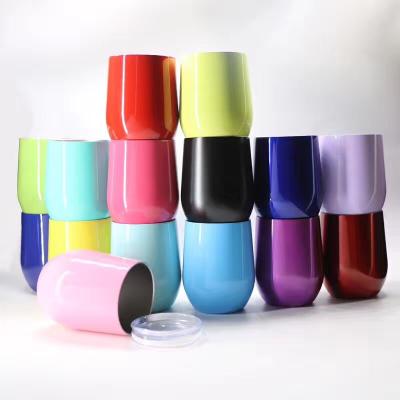 China Sustainable 12oz Hot And Cold Drinks Vacuum Insulated 304 Stainless Steel Egg Shape Wine Tumbler en venta