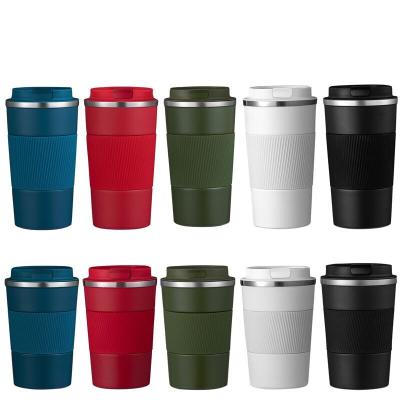 China Sustainable Coffee Mug 350ml 304 Stainless Steel Coffee Mug With Silicone Sleeve Water Cup for sale