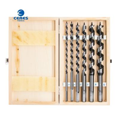 China black & white finish hex shank 45 carbon steel material auger drill bits set for wood drilling for sale