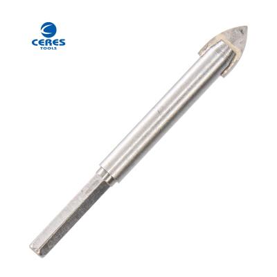 China 45 carbon steel YG6X tip material hex shank with single tip sandblast surface drill bit for glass and ceramic drilling for sale