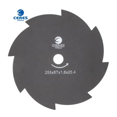 China Quality line 255*8T*1.6*25.4mm TCT mowing saw blade for grass cutting for sale