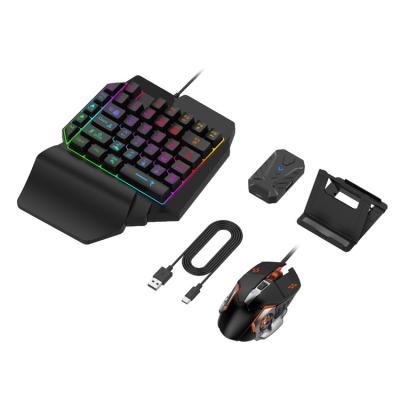 China 4 right handed in 1 mobile gaming combo package including mouse keyboard mobole adapter for pubg game en venta