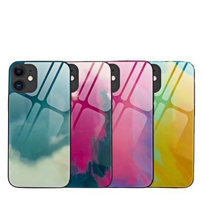 China Newest Original Watercolor Luxury 360 Degree Protective Case For iphone 12 Pro Max Glass Cover Case for sale