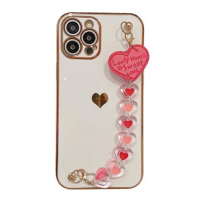 China Eco-friendly Popular Love Chain Cell Phone Case For iphone Phone Case Plated Love Phone Case for sale