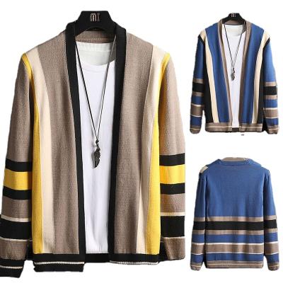 China Anti-Wrinkle 2021 Striped V-Neck Style Sweater Korean Men's Slim Sweater Men's Falling V-Neck Sweater for sale