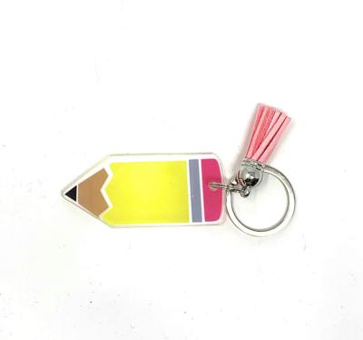 China Multifunctional Low Price Customize Acrylic Pencil Key Chain For Teacher Appreciation Gift for sale