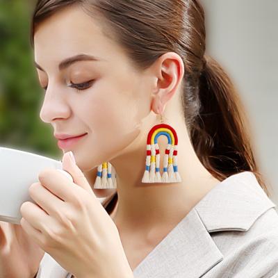 China BOHEMIA Low Price Macrame Rainbow Circle Earrings for sale