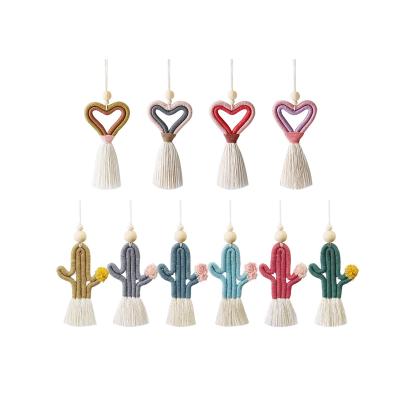 China New Design Multifunctional Boho Macrame Cactus Heart Car Perfume Diffuser for sale