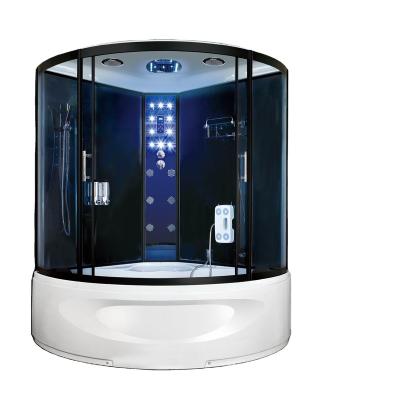 China Indoor Shower Room Tempered Glass Shower Cabin With Background Light And Ceiling Lamp for sale