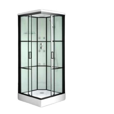 China polish aluminium frame sliding tempered glass door shower cabin fit for corner with 15cm height tray for sale