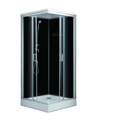 China polish aluminium frame sliding tempered glass door shower cabin fit for corner with 15cm height tray for sale