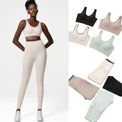 China Breathable Women Fitness Clothing Workout Yoga Pants Running Sets Sports Bra Yoga Leggings Sports Suit for sale