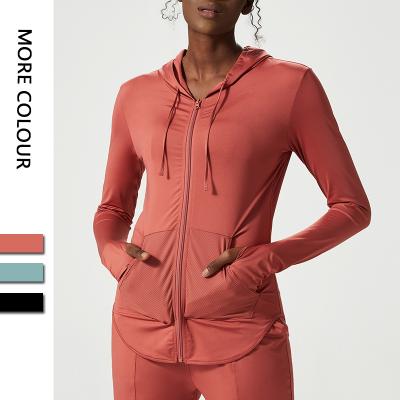 China Wholesale Custom Breathable Fitness Yoga Wear Gym Jacket Sports Workout Hoodie For Women for sale