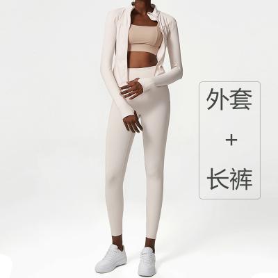 China Wholesale Breathable Women 2022 Yoga Top 2 Piece Sport Fitness Wear Yoga Crop Suit Jacket Workout Gaiters Sets for sale