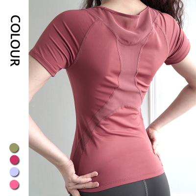 China Wholesale Breathable Sports T Shirts Gym Fitness Tops LULU Active Wear For Women for sale