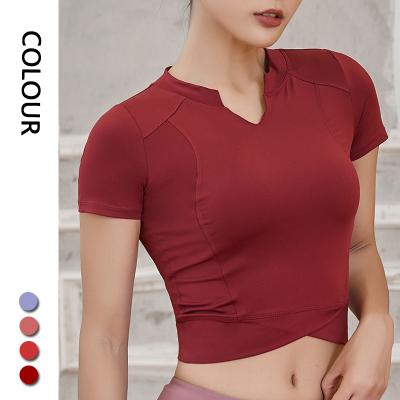 China Wholesale Breathable Sports Quick Dry Crop Tops Yoga Fitness T Shirt Gym Wear For Women for sale