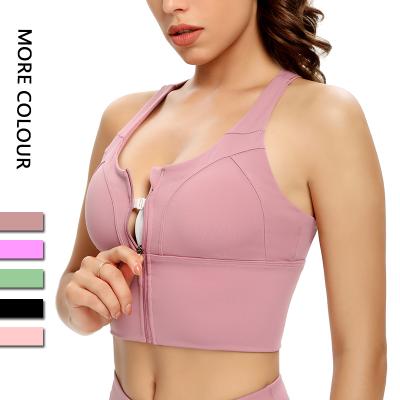 China Breathable Crop Top Zipper Yoga Bra Gym Top Active Sports Wear for sale