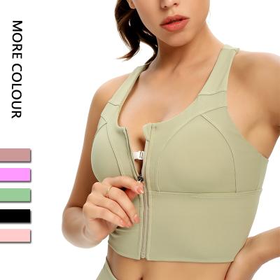 China Breathable Sports Yoga Bra With Inventory High Impact Products Wholsale Breathable Bra Zipper Gym Wear for sale