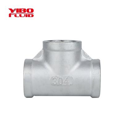 China WATER YIBO BSP/NPT 304/316 CF8/CF8M female thread tee stainless steel pipe fitting casting fitting 3way for sale