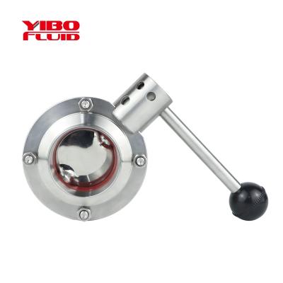 China Dairy Butterfly Valve Weld End Hygiene Sanitary Food Grade SS304/316L Manual Valve for sale