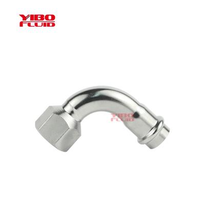 China Water pipe system RL90 double /female hot/cold water stainless steel wire crimp elbow 90 degree double-pressure bend fitting for sale