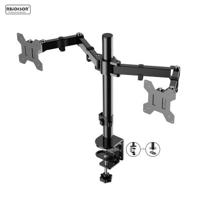 China Fully Adjustable Dual Monitor 360 Degree Metal Frames Desk Mount Dual Monitor Arm for sale