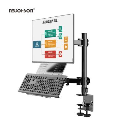 China Monitor Arm with Notebook Adapter Laptop Monitor Mount Holder with Keyboard Tray, Adjustable Notebook Desk Mount with Grommet Clamp and Support Base for sale