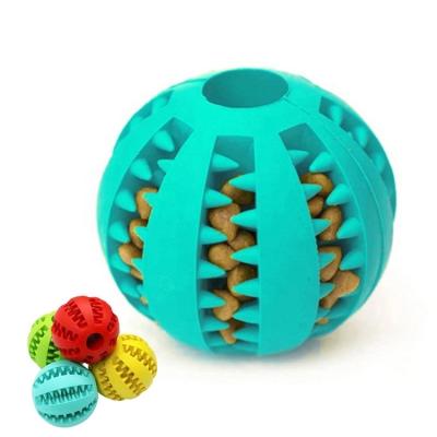 China 2021 Wholesale Factory Viable Exercise Ball Food Treat Feeder Pet Tooth Cleaning Toy Dog Chew Toy Soft Rubber Ball for sale