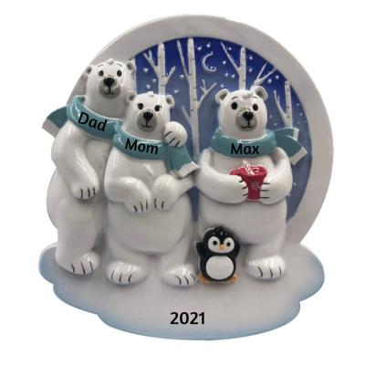 China USA 3 Arctic Polar Bears With Blue Scarves Hand Personalized Christmas Ornament for sale