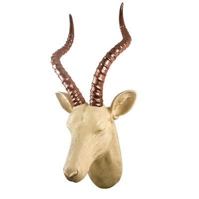 China Europe High Quality Gold Resin Deer Head Sculpture Animal Head Wall Mount for sale