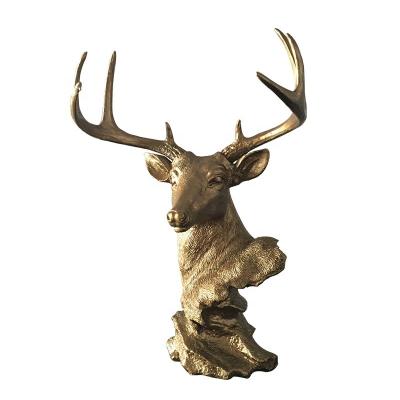 China Europe Handmade Home Decoration Polyresin Deer Head Wall Mounted With Antlers Deer Statue for sale