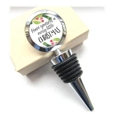 China Disposable Custom Wedding Souvenirs Guests Gifts Christmas Wine Bottle Stopper Wine Lovers Gift for sale