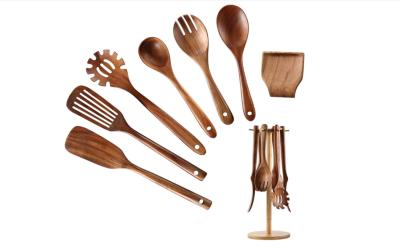 China Teak Wooden Kitchen Utensil Set Multifeatures Foodsafe CIQ Available for sale