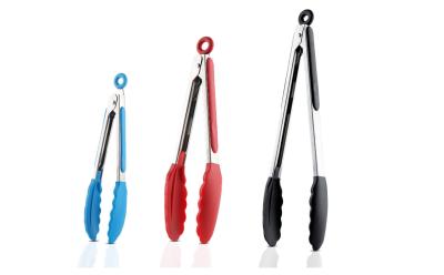 China CIQ Approved Silicone Food Tongs , PVC Free Metal Kitchen Tongs for sale