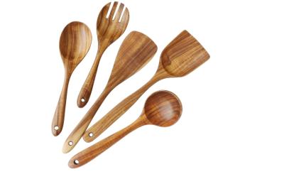 China Eco Friendly Teak Wood Kitchen Spoon Set utensil set Multiusage for sale