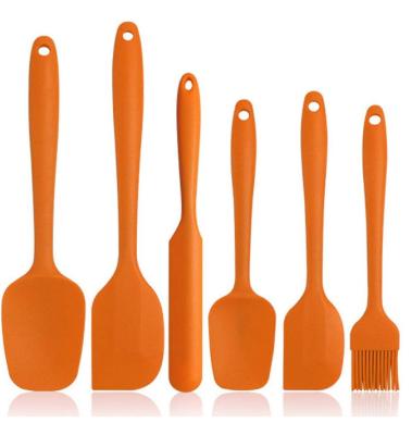 China Silicone Spatula Set-Orange 6 Pieces Non-stick-Stainless Steel Mandrel for sale