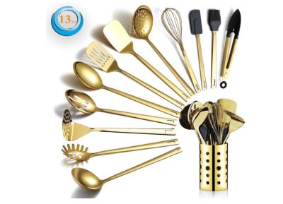 China Gold Stainless Steel Spatula Set CU Approved Multiusage Titanium Plating for sale