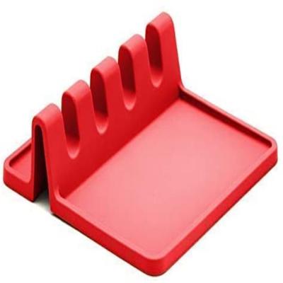 China Heat Resistant Silicone Spoon Rest 6x6 Inch LFGB Approved For Kitchen Counter for sale