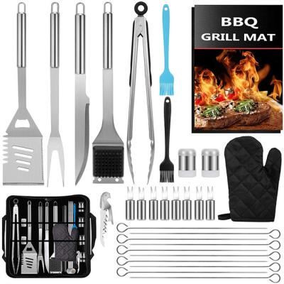 China Silver BBQ Utensil Set Heatinsulated Antirust With Storage Bag for sale