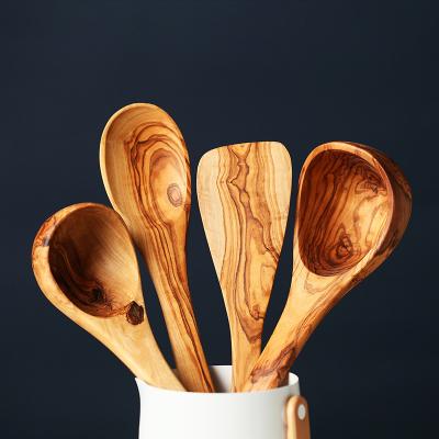 China Olive Wooden Kitchen Utensil Set Handmade Kitchen Porridge Spoon Spatula for sale