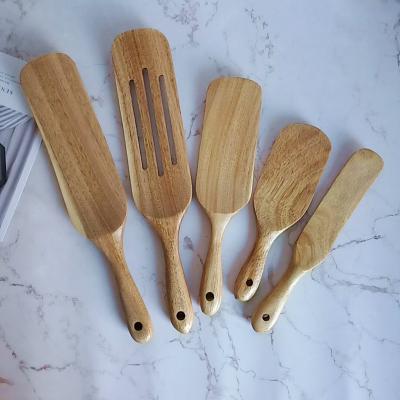 China Eco Friendly Kitchen Utensil Set Acacia Wood Salad Stir Sauce Spatula for sale