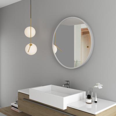 China Explosion-proof durable home washroom round aluminum alloy frame gold decorative wall mirror for sale