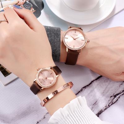 China WY-013 Automatic Date Ladies Watch Diamond Simple Elegant Band Design Waterproof Quartz Wristwatches Reloj Mujer Leather For Women for sale